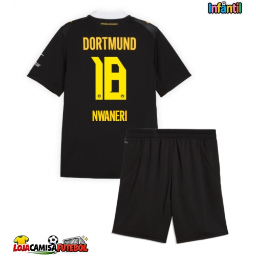 Camisa de Futebol Borussia Dortmund Ethan Nwaneri #18 Equipamento Secundário Infantil 2026-27 Manga Curta (+ Calças curtas)